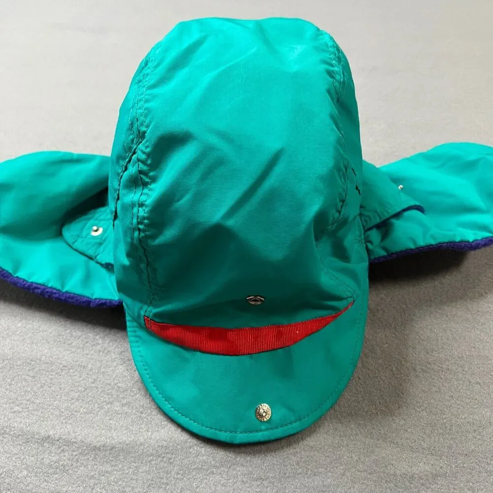Vintage Columbia Trapper Hat Unisex S/M Teal Purple Fleece Lined Ear Flap Winter